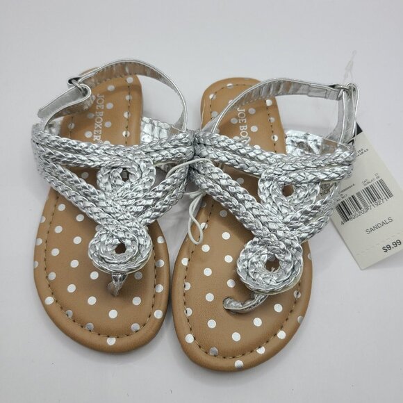 Joe Boxer Girls Toddler Silver Piper Sandal sz 7 hook loop fastening New W/ Tags - Picture 1 of 6